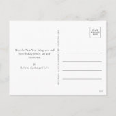 Happy ミニマル New Yearのタイポグラフィモダン写真 シーズンポストカード (裏面)