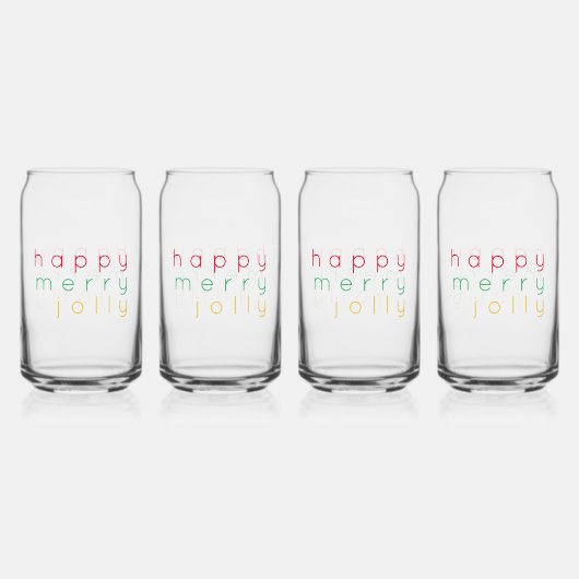 HAPPY メリー 16 ozドリンクすてきグラス(4) ガラス缶 (正面)
