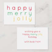 HAPPY メリー 3.5x2.5フラットクリスマスノートカード ノートカード (正面/裏面)