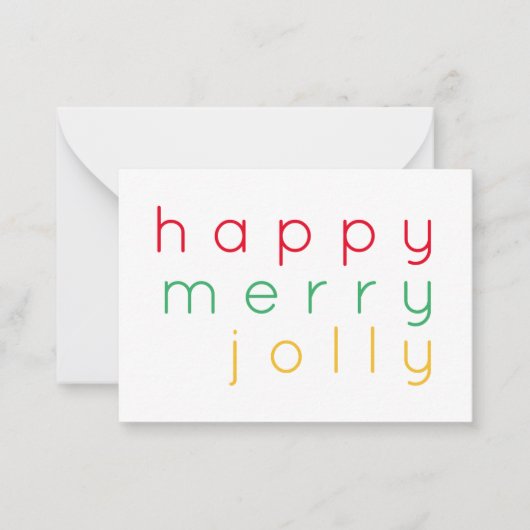 HAPPY メリー 3.5x2.5フラットクリスマスノートカード ノートカード (正面)