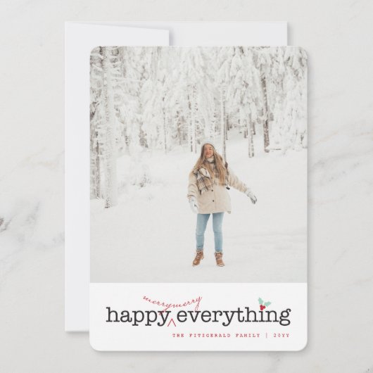 Happy メリー Everythingタイプライター文字プレーン写真 シーズンカード (正面)