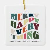 Happy メリー Everything Groovy Holiday Photo セラミックオーナメント (正面)
