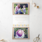 Happy メリー Tan Interfaithエレガント 5写真 三つ折りクリスマスカード (内部)