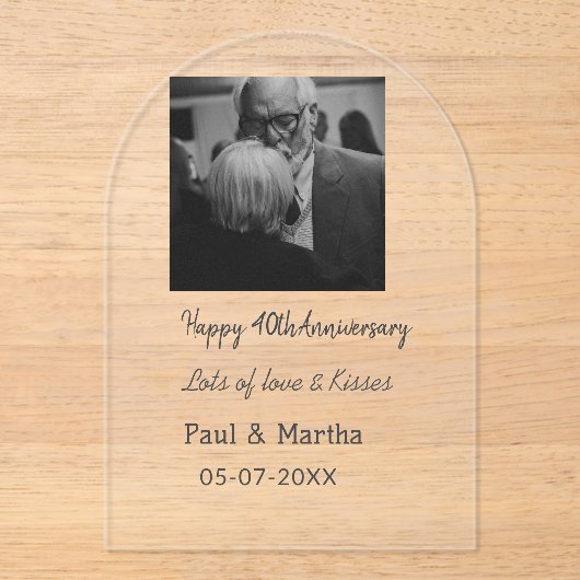 happy モダン 40th anniversary add name photo アクリル招待状 (正面)