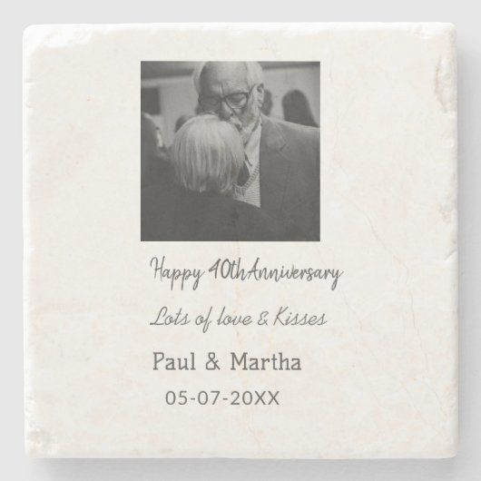 happy モダン 40th anniversary add name photo ストーンコースター (正面)