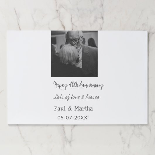 happy モダン 40th anniversary add name photo ペーパーパッド (正面)