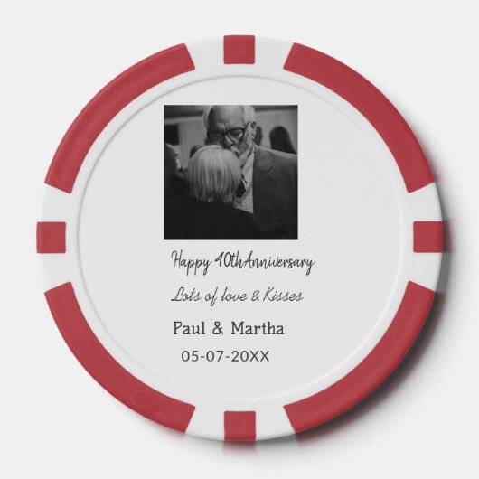 happy モダン 40th anniversary add name photo ポーカーチップ (正面)