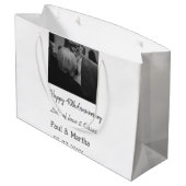 happy モダン 40th anniversary add name photo ラージペーパーバッグ (裏面アングル)