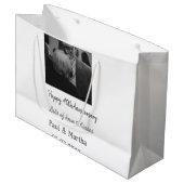 happy モダン 40th anniversary add name photo ラージペーパーバッグ (正面アングル)