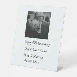 happy モダン 40th anniversary add name photo 台座サイン