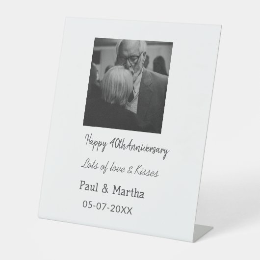 happy モダン 40th anniversary add name photo 台座サイン (正面)