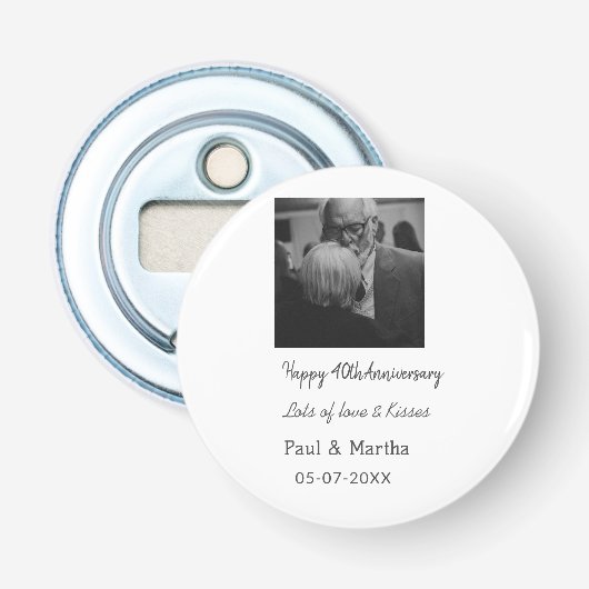 happy モダン 40th anniversary add name photo 栓抜き (正面)