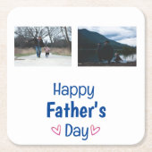Happy モダン Father's Dayのカスタム写真 スクエアペーパーコースター (正面)