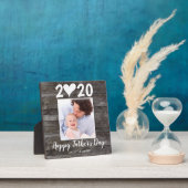 Happy モダン Father's Dayスクリプトハート木写真 フォトプラーク (インサイチュ)