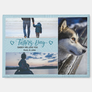 Happy モダン Father's Dayフォトコラージュカスタム マグネット