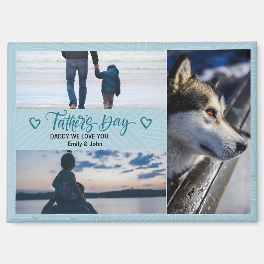 Happy モダン Father's Dayフォトコラージュカスタム マグネット (正面)