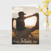 Happy モダン Father's Dayフォトスクリプト カード (黄色い花)