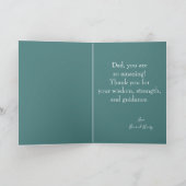 Happy モダン Father's Day青緑色の写真 カード (内部)