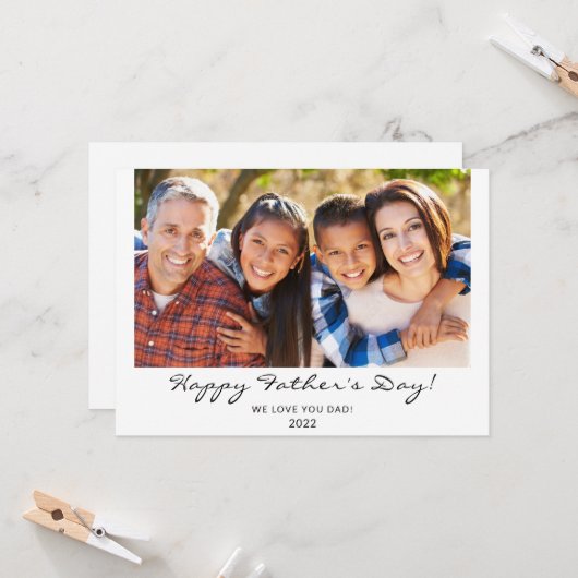 Happy モダン Father's Day Scriptの写真 カード (正面/裏面インサイチュ)