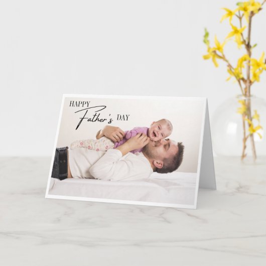 Happy モダン Father's Day Scriptの写真 カード (黄色い花)