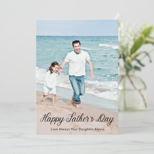 Happy モダン Father's Day Scriptの写真 カード (スタンド正面)