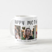 Happy モダン Mother's Day Momハートフォトグリッド コーヒーマグカップ (正面左)