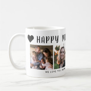 Happy モダン Mother's Day Momハートフォトグリッド コーヒーマグカップ