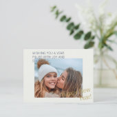 Happy モダン New Yearのカスタム写真 シーズンポストカード (スタンド正面)