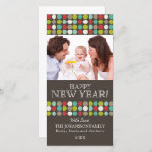 Happy モダン New Yearフォトカード シーズンカード (正面/裏面)