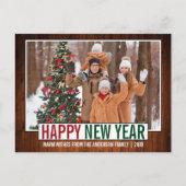 Happy モダン New Year Woodの写真 ポストカード (正面)