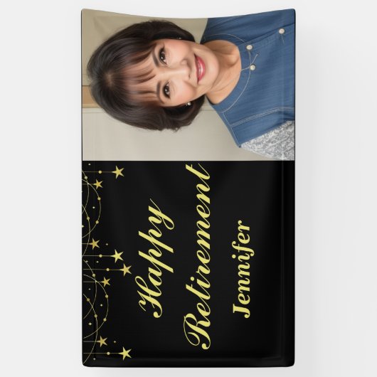 Happy モダン Retirement素朴名前をカスタムする写真 横断幕 (縦)