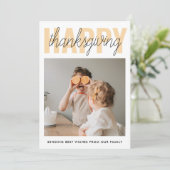 Happy モダン Thanksgiving家族写真 招待状 (スタンド正面)