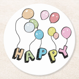 Happy ラウンドペーパーコースター