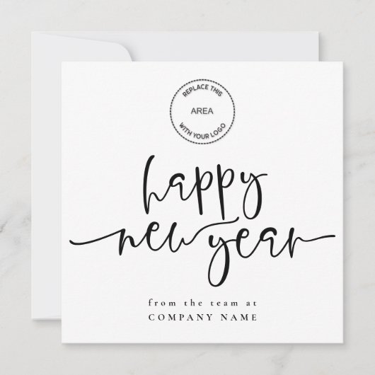 Happy 企業の New Year Logo QRコード白黒 シーズンカード (正面)