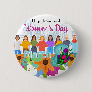 Happy 国際的 Women's Day 3月8日ボタン 缶バッジ
