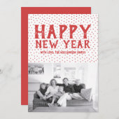 Happy 点々のある New Yearフォトカード |赤 シーズンカード (正面/裏面)
