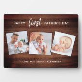 Happy 素朴 First Father's Day Wooden 3写真 フォトプラーク (正面)