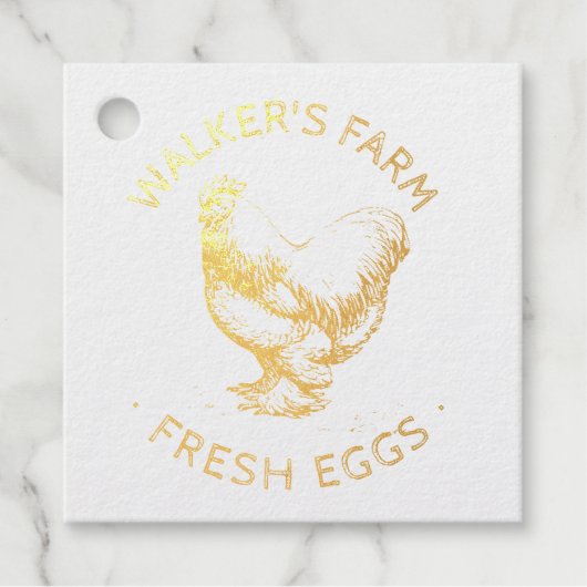 Happy 素朴 Hen Egg Stampのスクリプト フェイバータグ (正面)