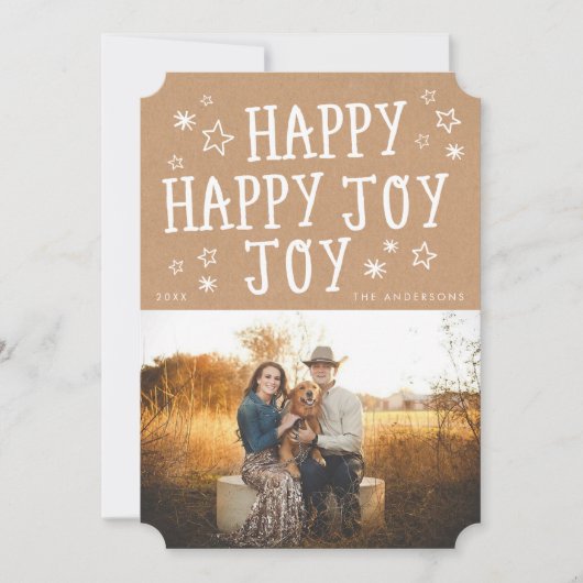 Happy 素朴 Joy Christmasフォトカード シーズンカード (正面)