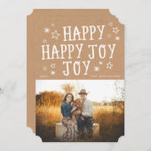 Happy 素朴 Joy Christmasフォトカード シーズンカード (正面/裏面)