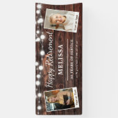 Happy 素朴 Retirementモダン名前をカスタムする写真 横断幕 (縦)