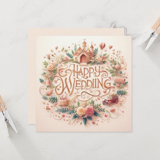 Happy 結婚's Greeting Cards カード (正面/裏面インサイチュ)