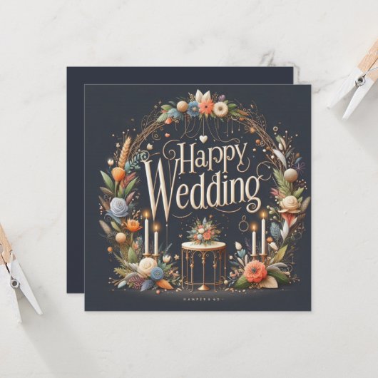 Happy 結婚's Greeting Cards カード (正面/裏面インサイチュ)
