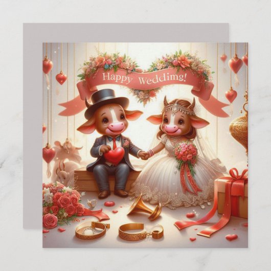 Happy 結婚's Greeting Cards 招待状 (正面/裏面)