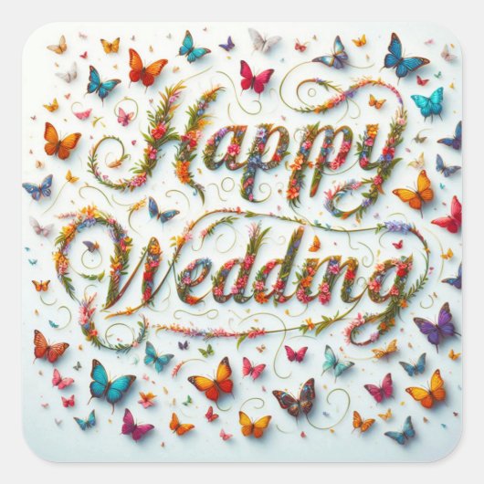 Happy 結婚's Sticker スクエアシール (正面)