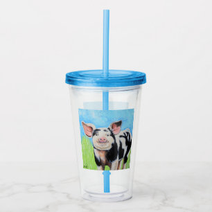 Happy 絵画 Pig アクリルタンブラー