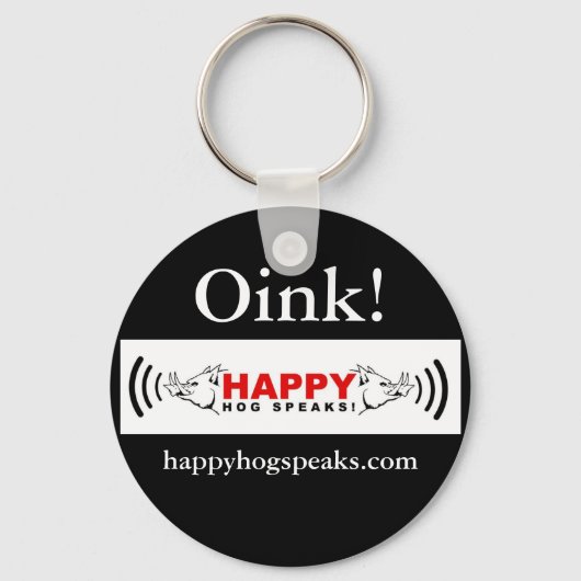 Happy 話 Hog!コピーOink!, happyhogspeaks.com キーホルダー (正面)