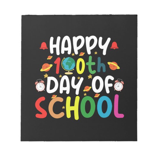Happy 100日目の学校の先生 学生 ノートパッド (正面)
