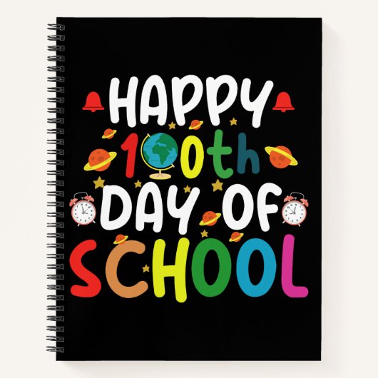 Happy 100日目の学校の先生 学生 ノートブック (正面)