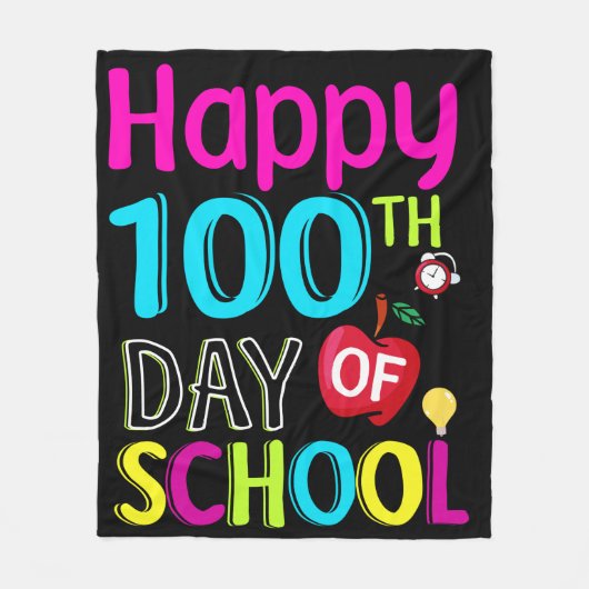 Happy 100日目 フリースブランケット (正面)